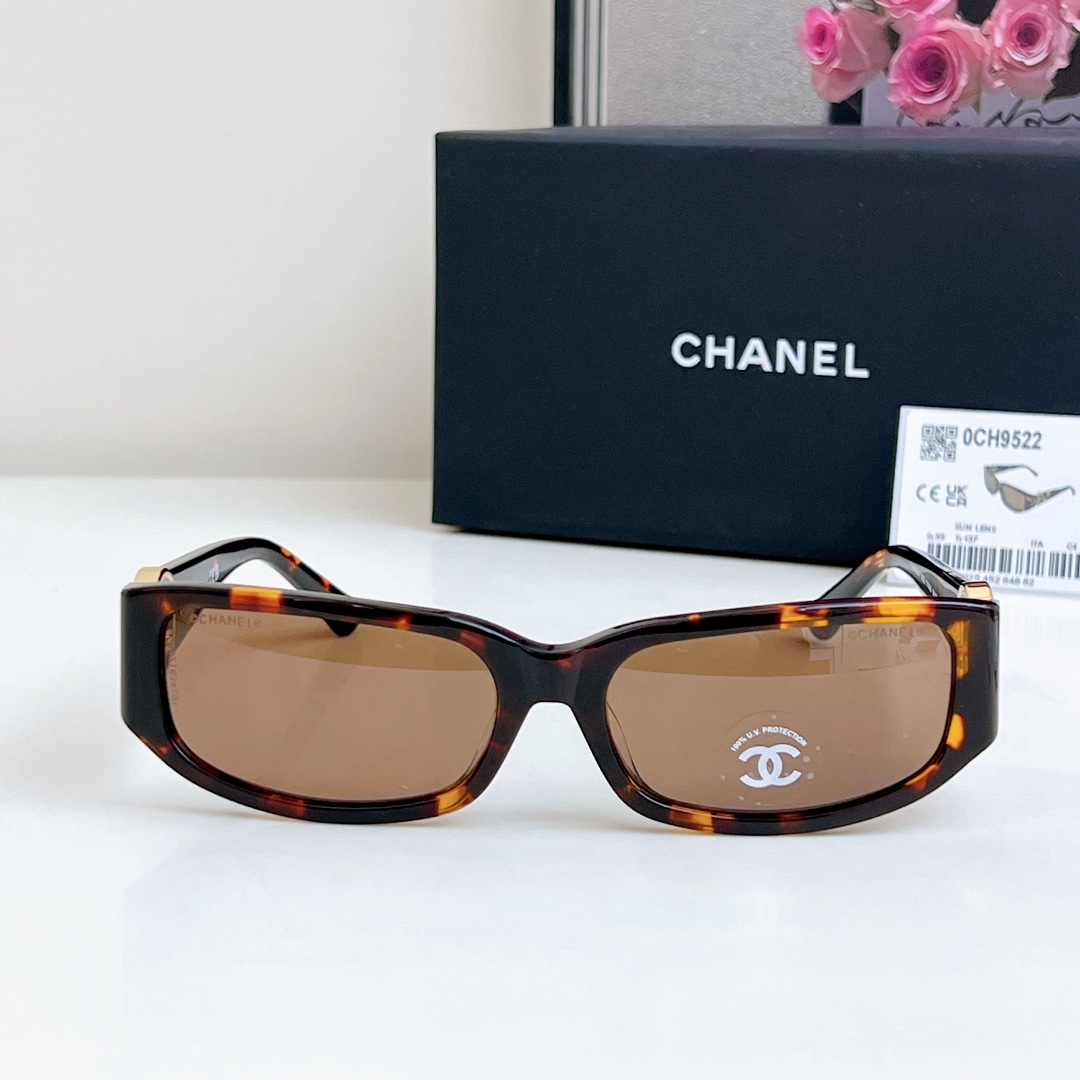 CHANEL square frame glasses leopard-print brown color size 56-18-137