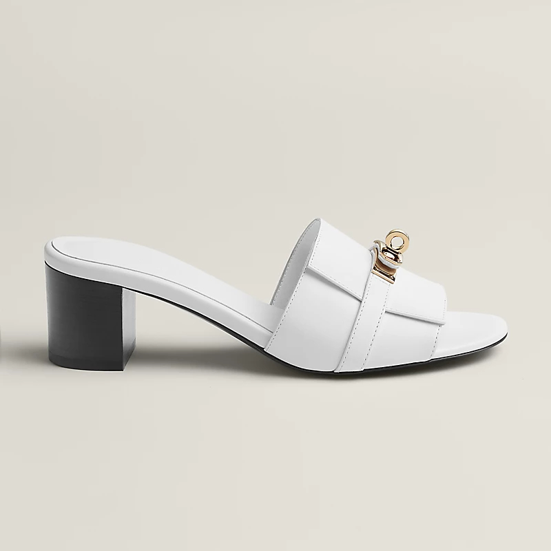 HERMES Gigi High Heels Sandal High-heeled slippers white Slippers