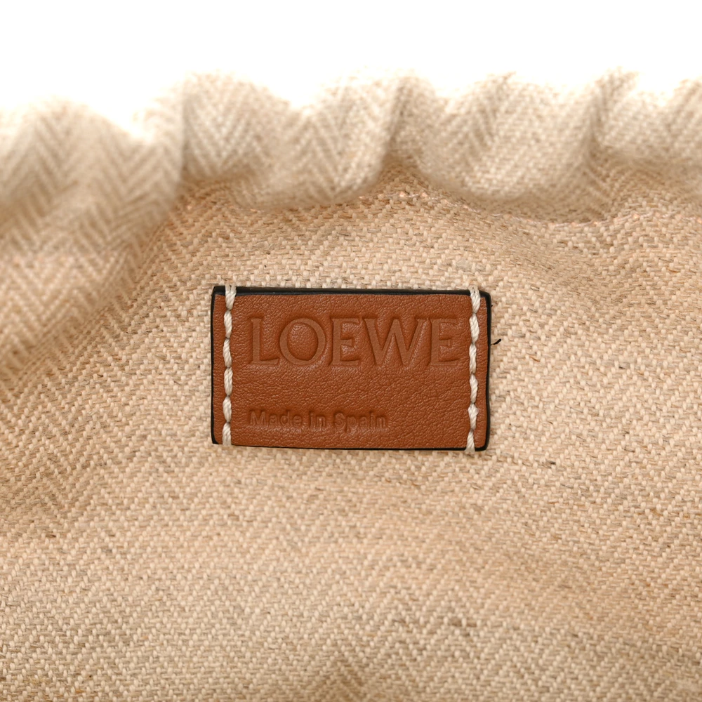 Loewe Leaf Palm Drawstring Bucket Bag Mini Natural/Tan Calfskin Leather