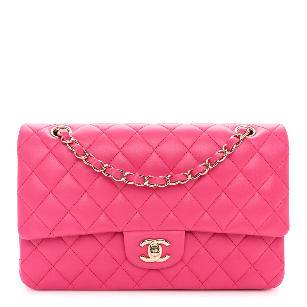 Grade Chanel Double Flap Medium Fuchsia Bag