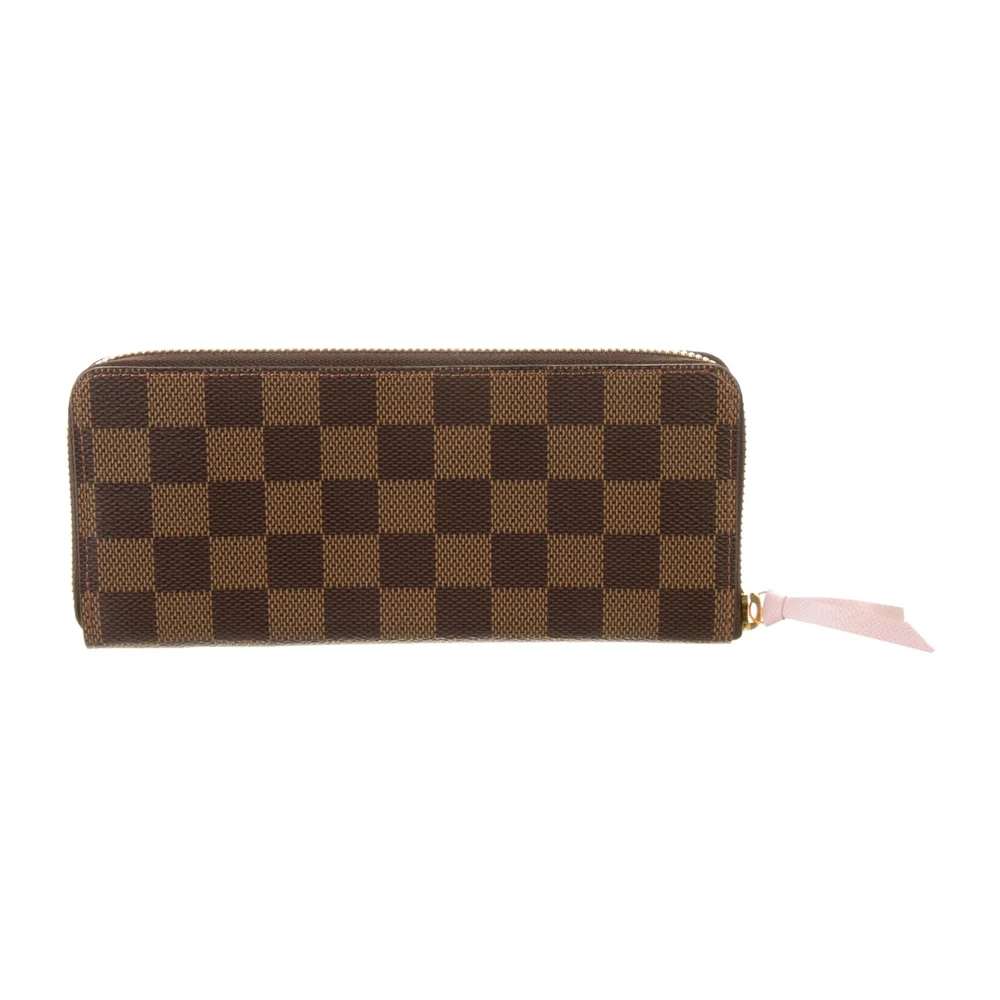 Louis Vuitton Medium Zippy Wallet Damier Ebene Pattern Coated Canvas Gold Hardware