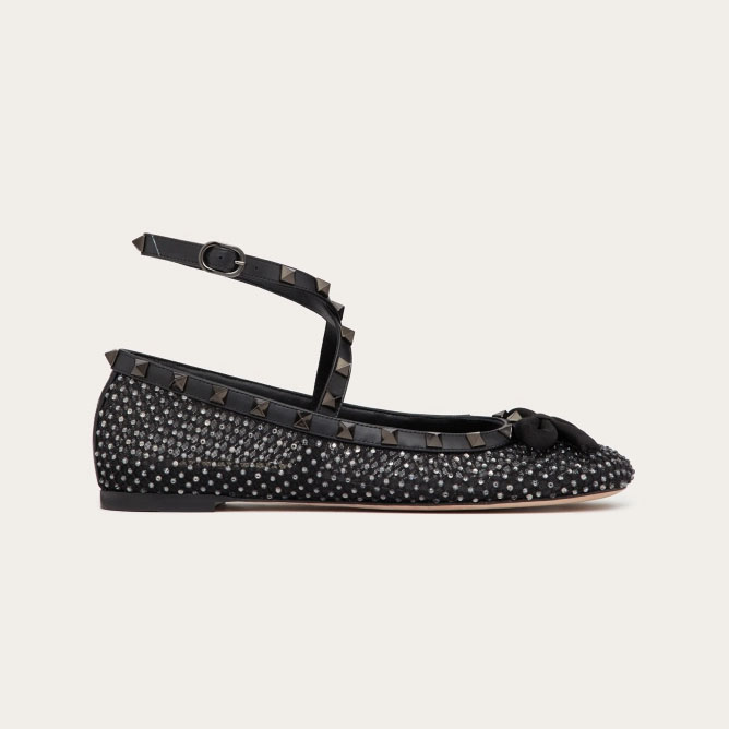 VALENTINO Rivet embellished grid ballet flats