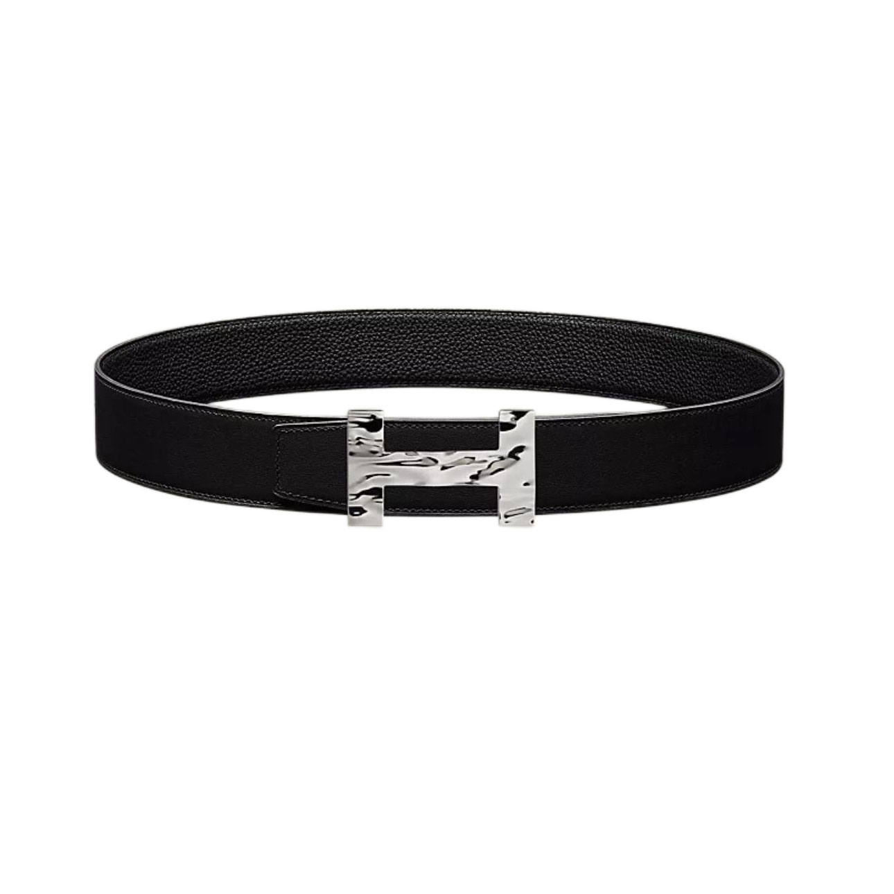 Hermès Men' s Quizee H20 Buckle Reversible Belt In Black/Brown/Blue/Coffee Smooth Calfskin With Silver Hardware 38mm