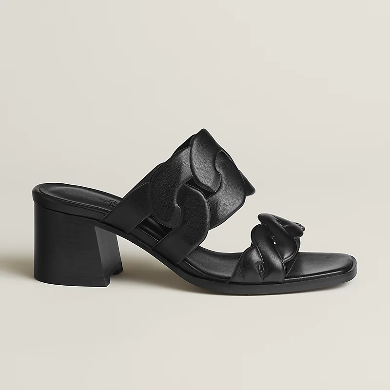 HERMES Gaby Slippers High-heeled slippers Black High Heels Sandal