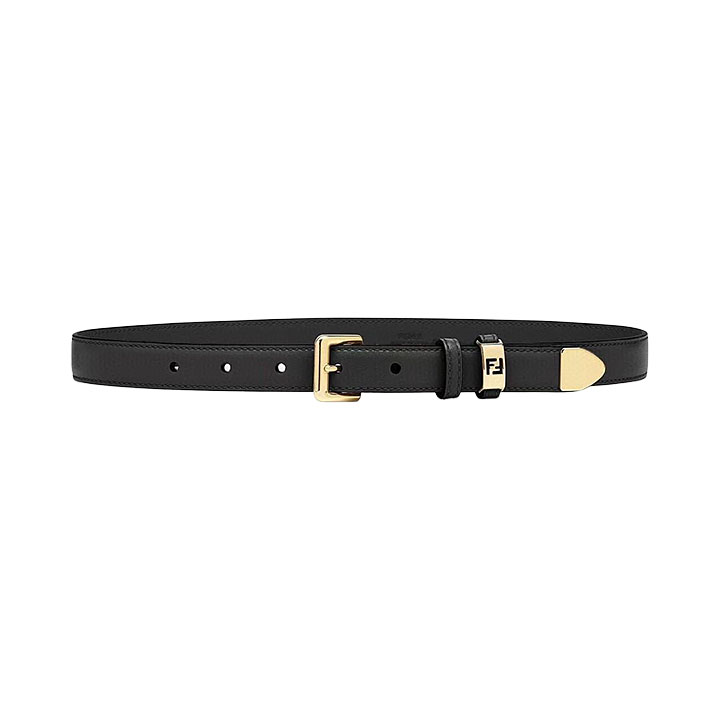 Fendi Women's Forever Fendi Belt In Black/Beige Calfskin With Gold Hardware 30mm