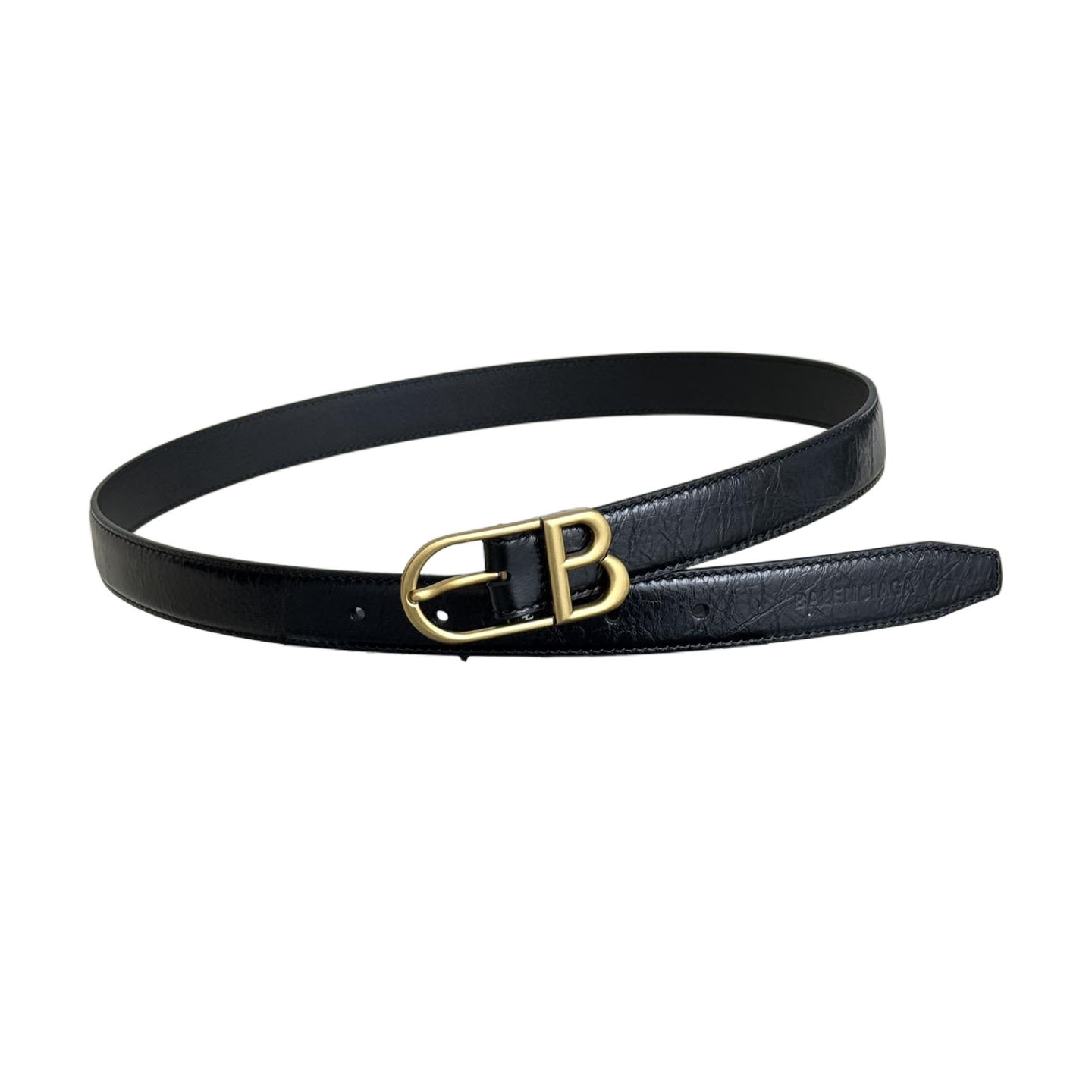 Balenciaga Women's Classic B Belt In Black Calfskin With Gold/Silver Hardware 25mm
