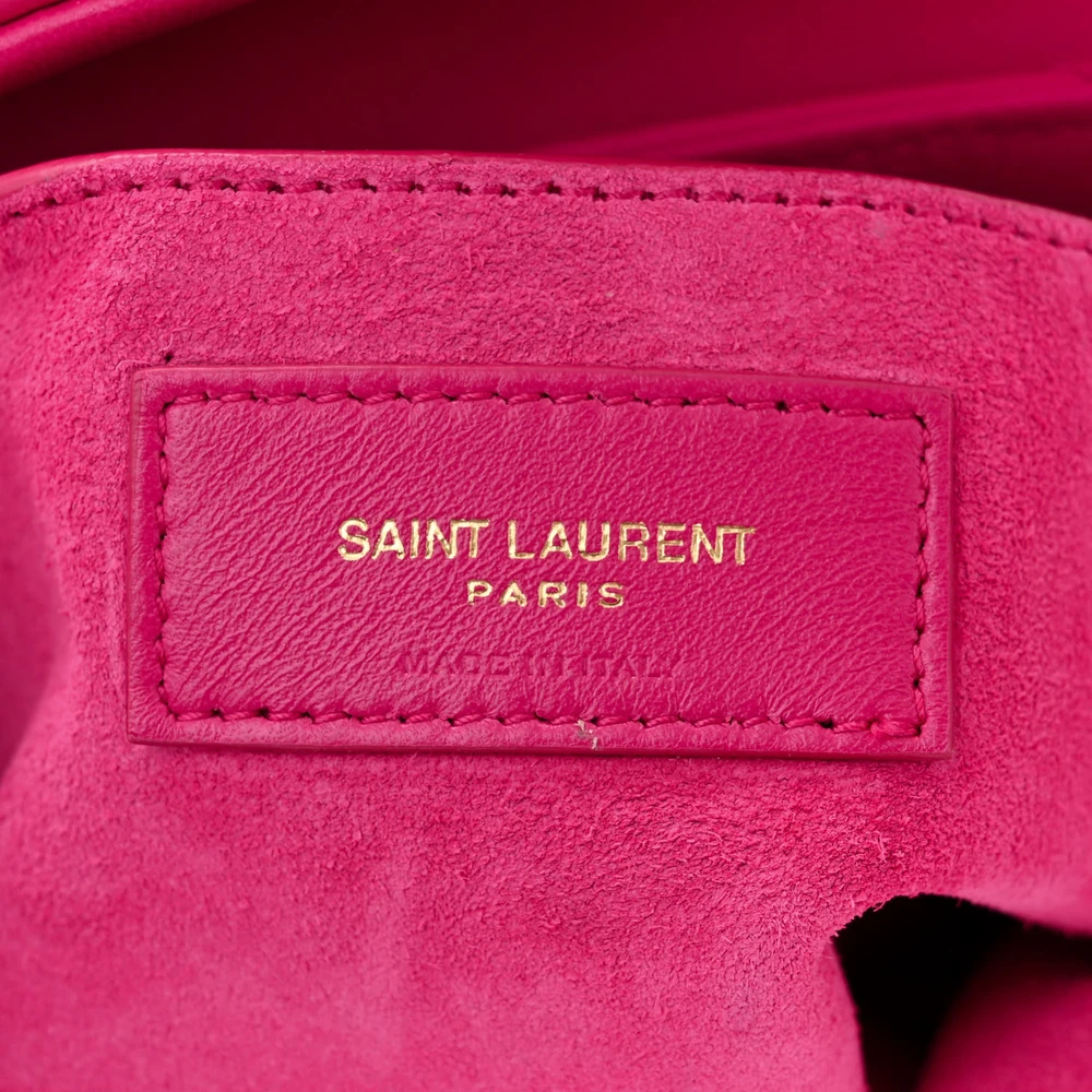 Saint Laurent Medium Le 57 Shoulder Bag Lipstick Fuchsia Diamond Quilted Lambskin Leather Aged Gold Hardware