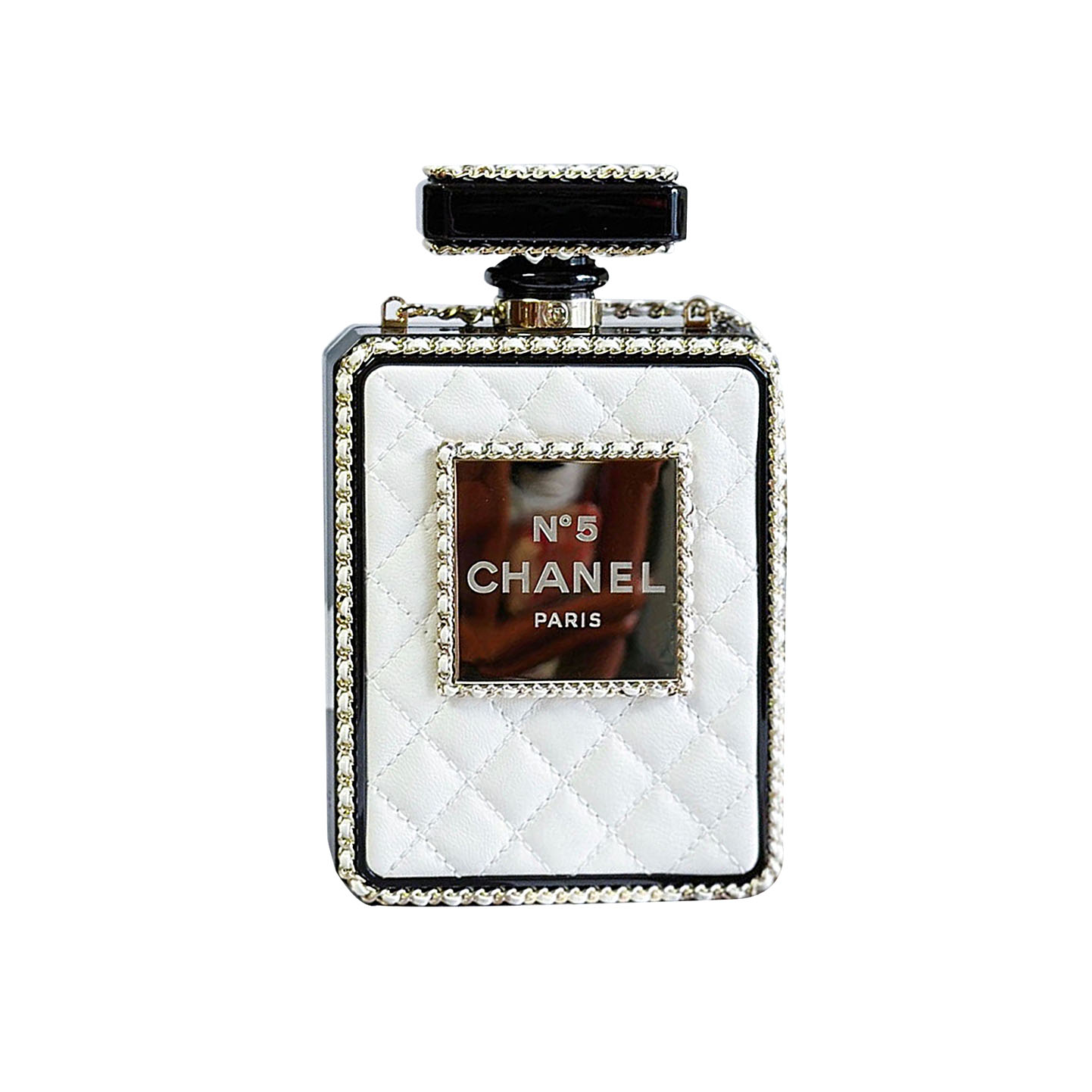 Chanel Perfume bottle leather White / Black crossbody bag