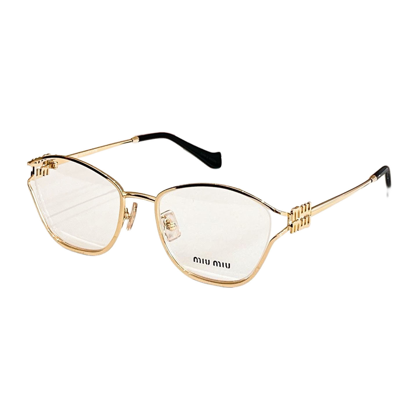 Miu Miu square frame glasses gold/silver color transparent lens Size 55口19-140