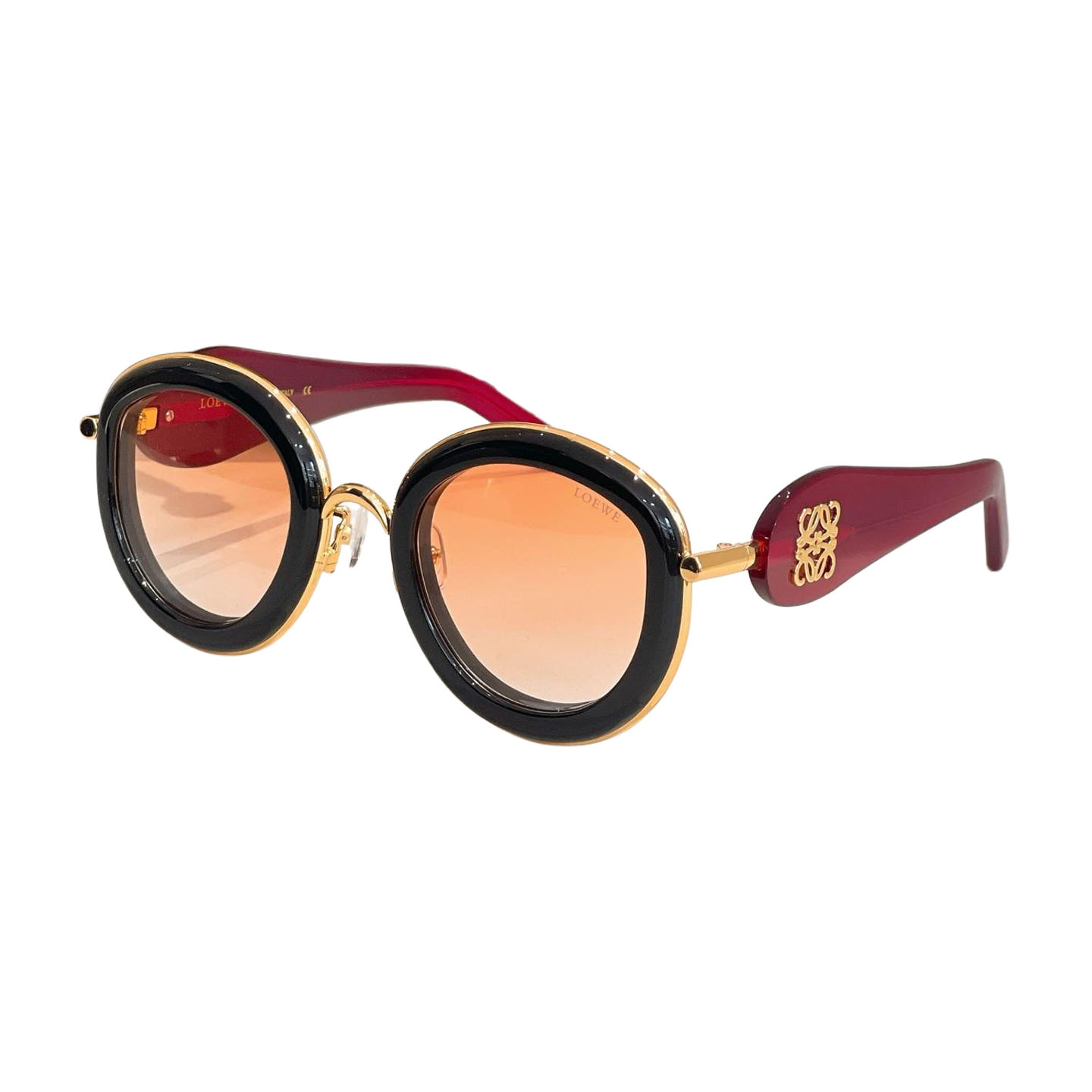 Loewe round frame glasses black red/black white/white/black orange/black/purple silver/purple gold/leopard color Size 49口27-140