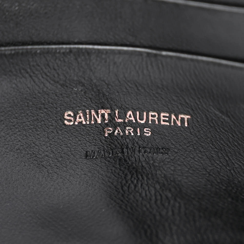 Saint Laurent Mini Lou Camera Bag Black Monochrome Monogram Calfskin Matelasse Leather Black Hardware