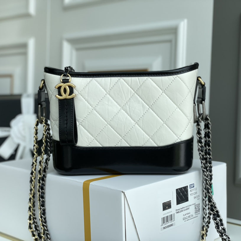 Chanel Bag Black With White Quilted Calfskin Leather Shoulder Bags Crossbody Bags