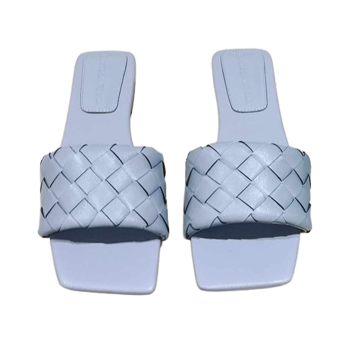 Bottega Veneta Parco Mule In Blue/Pink Intrecciato Leather Flat Mule Sandal