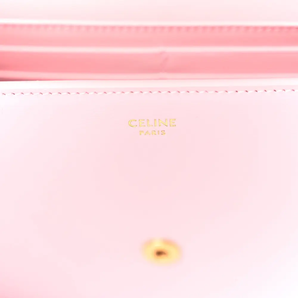 Celine Triomphe Margo Wallet on Chain Pastel Pink Shiny Calfskin Leather Gold Hardware