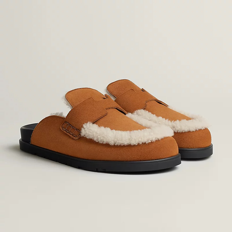 HERMES Go Mule Brown Slippers