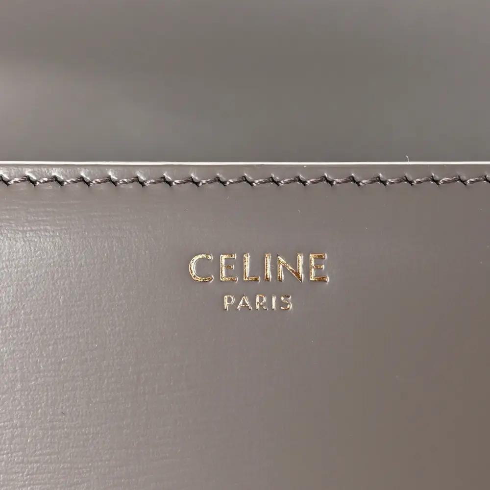 Celine Small Teen Triomphe Bag Pebble Shiny Calfskin Leather Gold Hardware