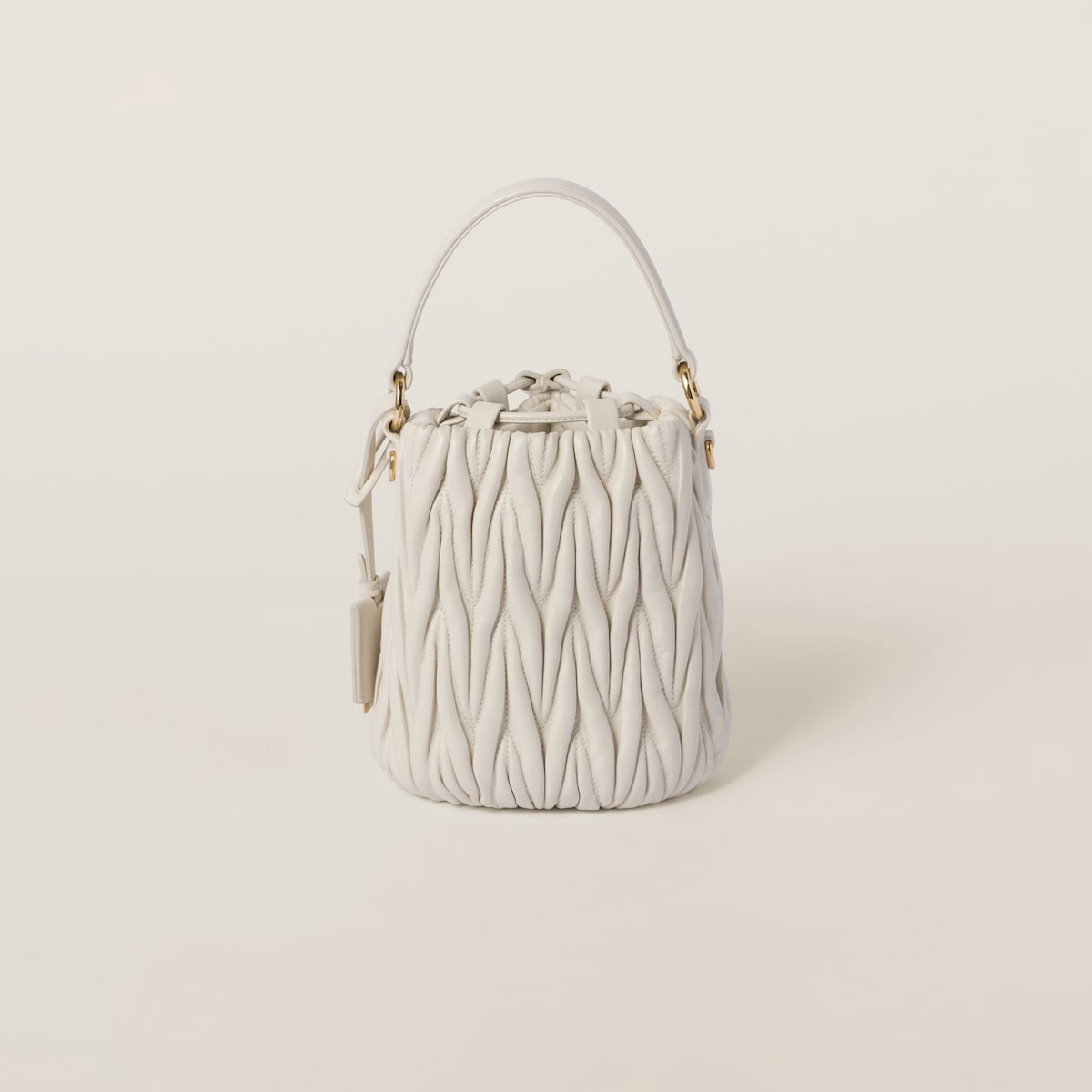 Miu Miu Matelassé Quilted Lambskin Leather white Bucket Bags