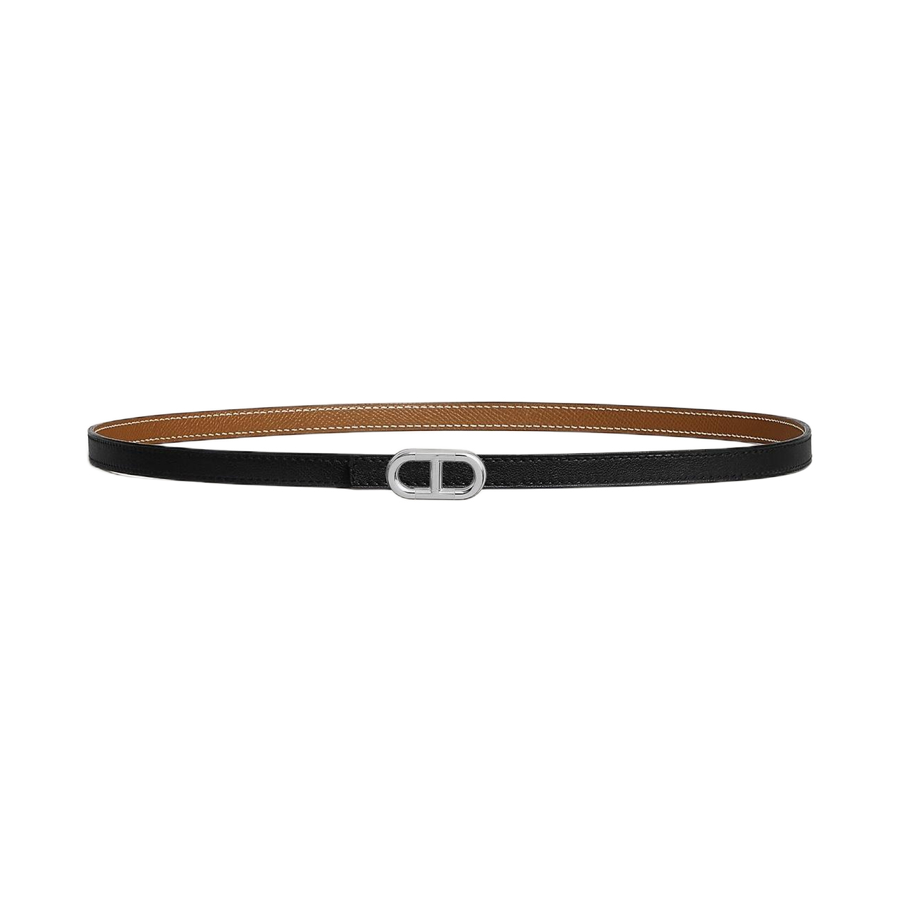 Hermès Women' s Millon H Buckle Reversible Belt In Brown/Black/Orange/White Epsom Calfskin With Silver Hardware 13mm