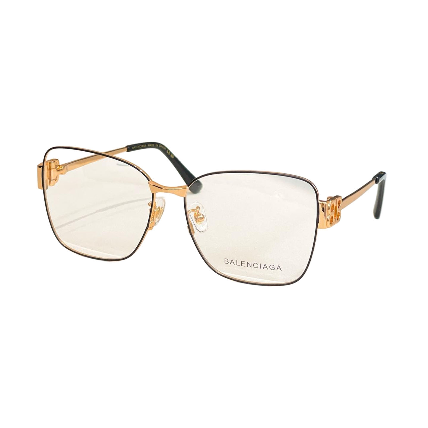 Balenciaga square frame glasses black gold/black silver/gold leopard/black/gun black/gold green/silver blue color transparent lens Size 57口17-140