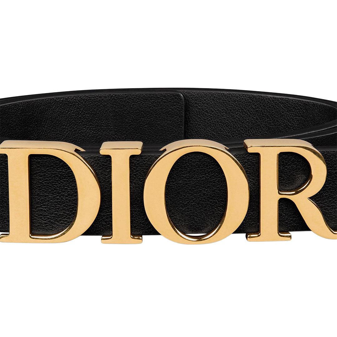 Dior Women' s DIOR Buckle D-Dream Belt In Black/White Calfskin With Gold/Silver Hardware 20mm