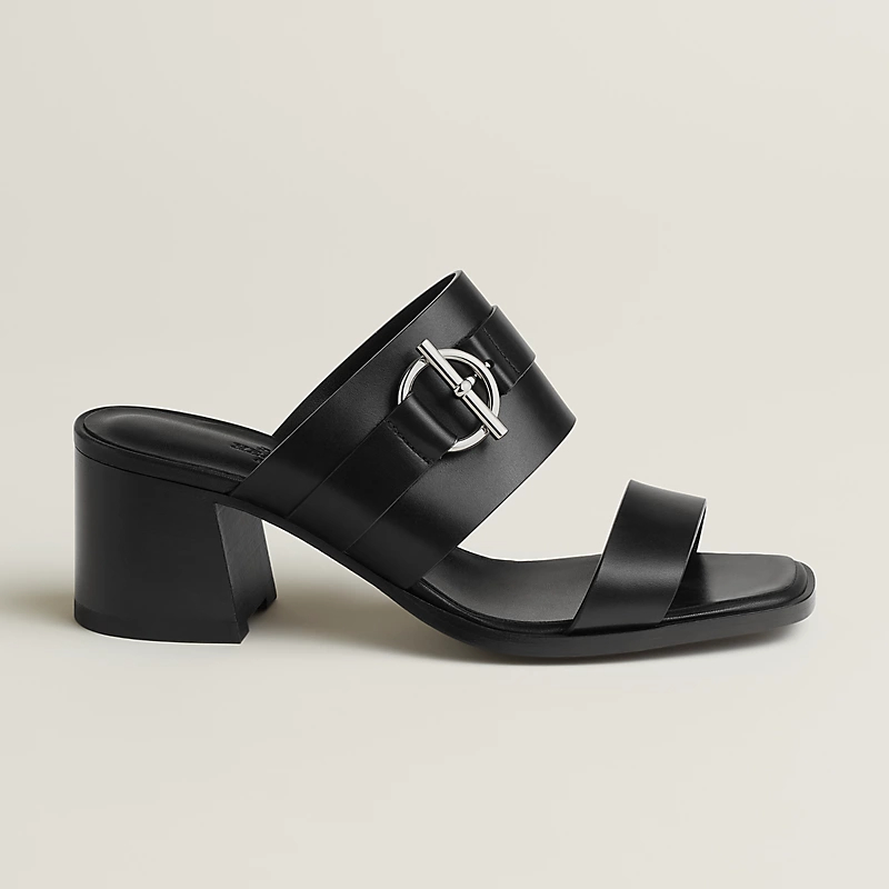 HERMES Kute Slippers High-heeled slippers Black High Heels Sandal