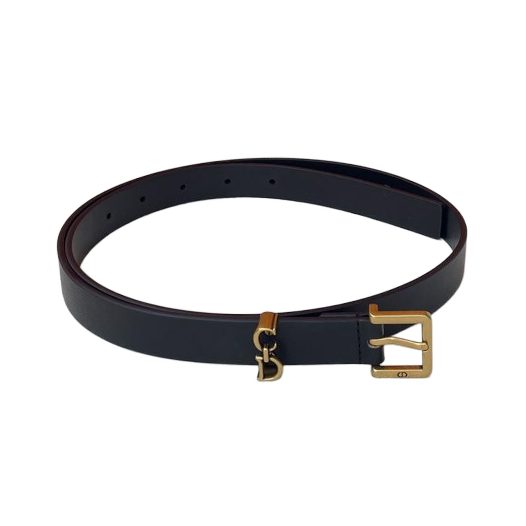 Dior Women' s Square Buckle Loop Belt In Black/White/Khaki Calfskin With Gold/Silver Hardware 20mm