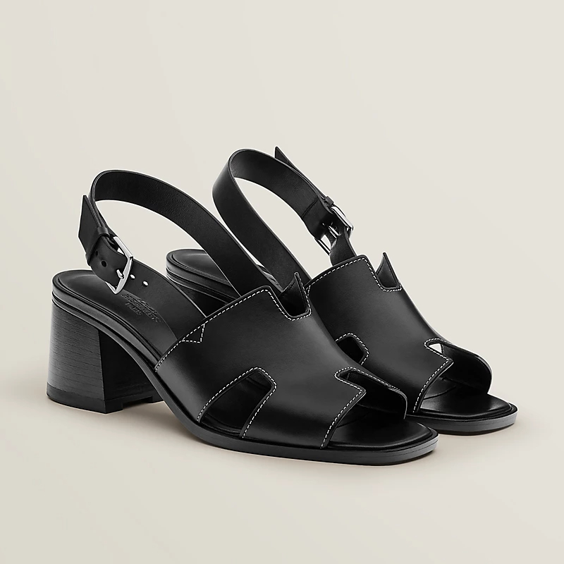 HERMES Elbe Black High Heels Sandal