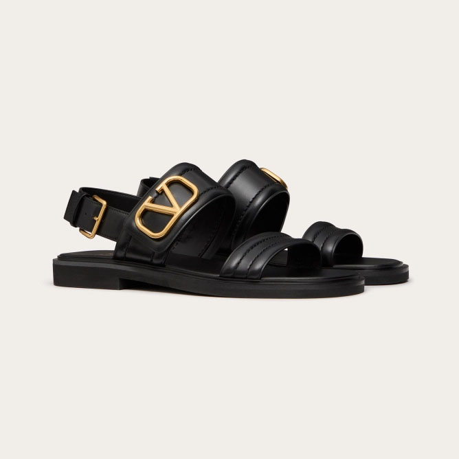 VALENTINO Black Flat calfskin sandals