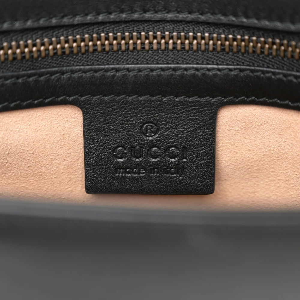 Gucci Medium GG Marmont Shoulder Bag Black Calfskin Matelassé Leather Antique Gold Hardware