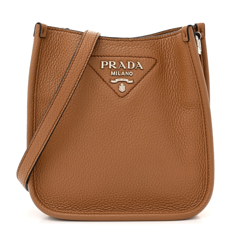 Prada Mini Hobo Messenger Bag Caramel Vitello Daino Leather