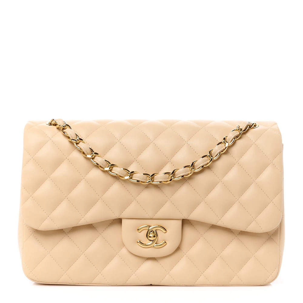 Grade Chanel Double Flap Jumbo Beige Bag