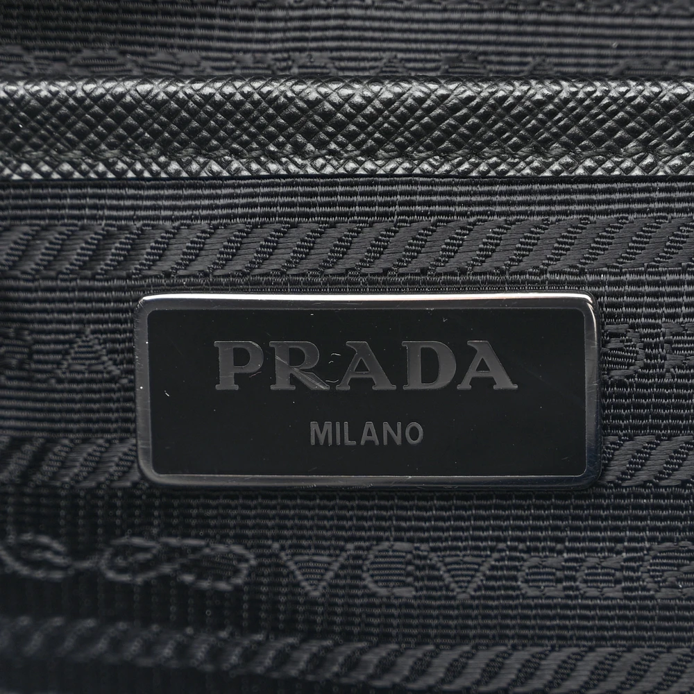 Prada Medium Backpack Black Re-Nylon & Saffiano Leather Silver Hardware