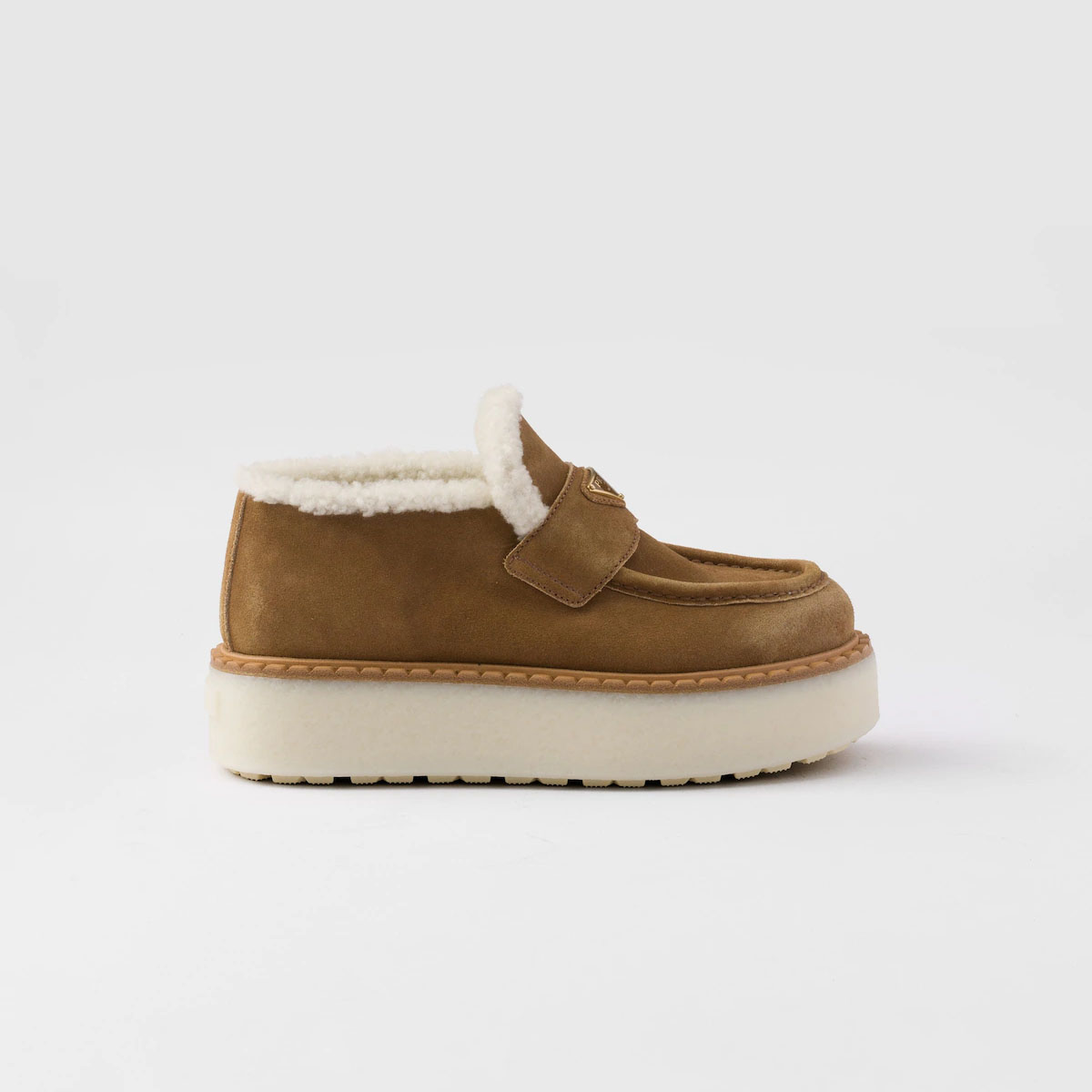 PRADA Cinnamon suede leather loafers