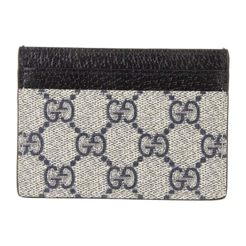 Gucci Small Card Holder Blue GG Monogram Canvas Silver Hardware