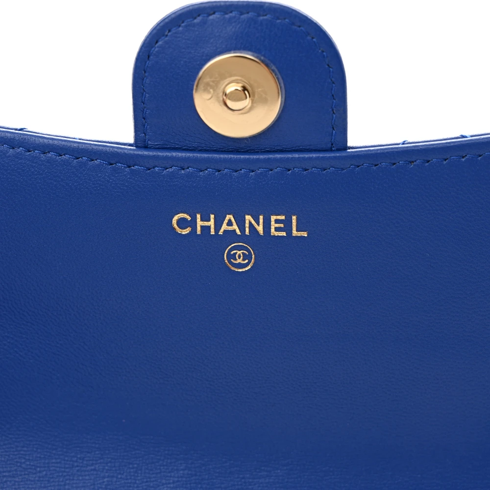 Designer Phone Holder – Blue Quilted Lambskin