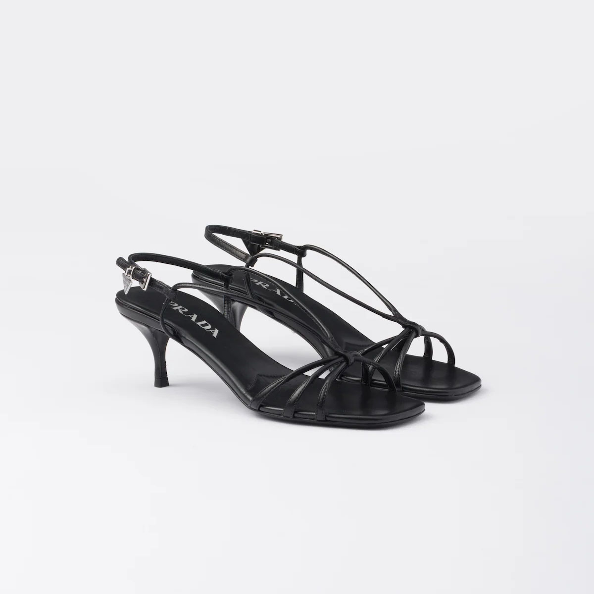 PRADA Black leather sandals with heels