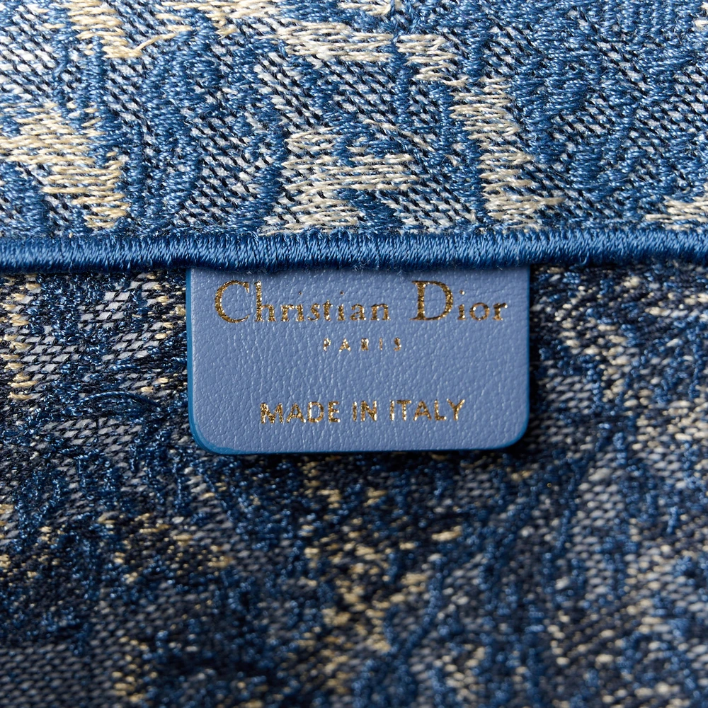 Dior Large Brocart Book Tote Blue Embroidered Canvas
