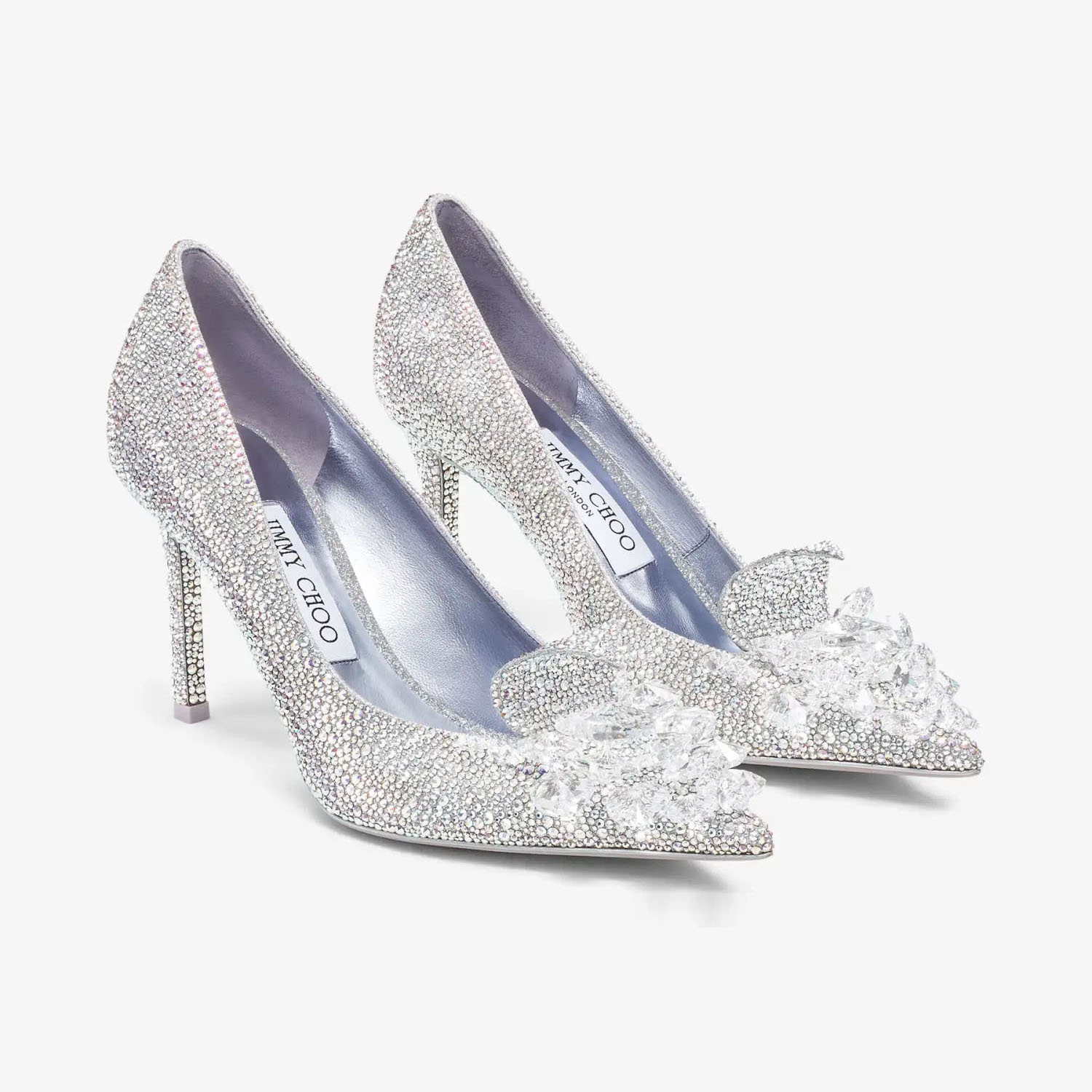 JIMMY CHOO Heart - shaped crystal decorated rainbow color tipped heels