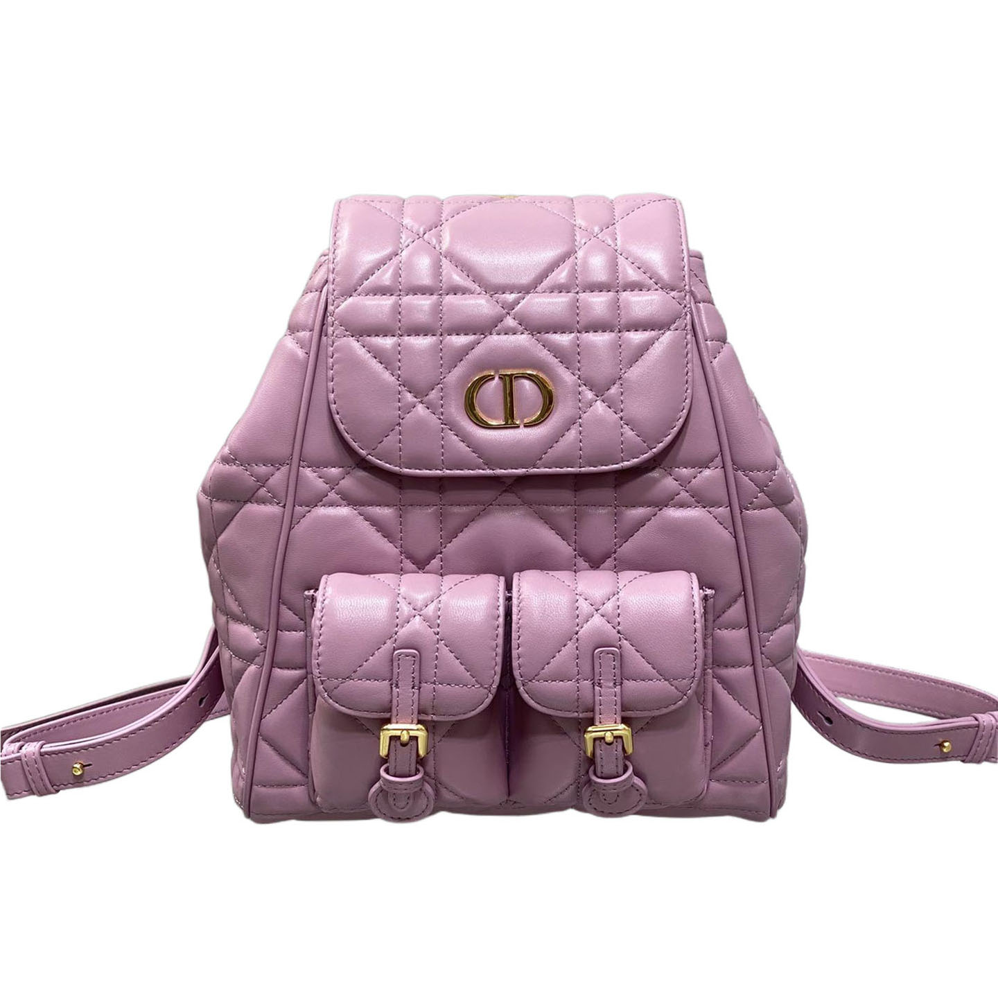 Dior Medium Dior Caro Backpack In Purple/Blue/Burgundy/Beige/White/Black Macrocannage Lambskin Gold Hardware