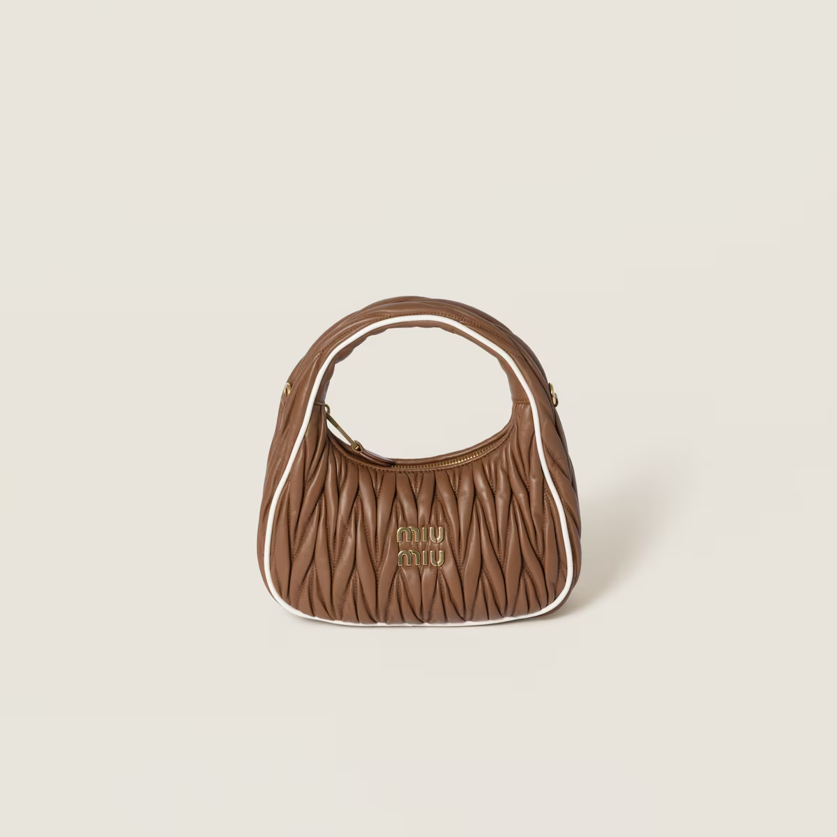 Miu Miu Wander Matelassé Nappa Quilted Lambskin Leather handbag Brown Crossbody Bags