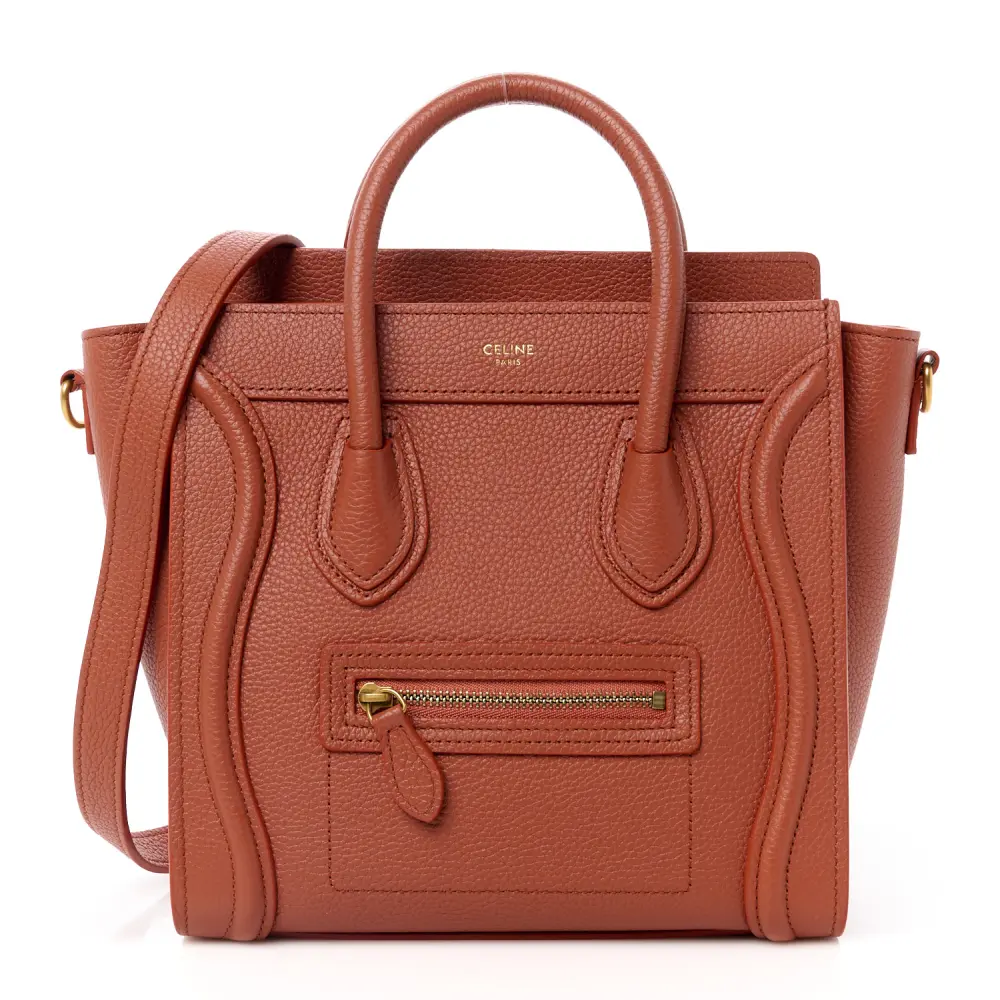 Celine Nano Luggage Bag Lychee Drummed Calfskin Leather