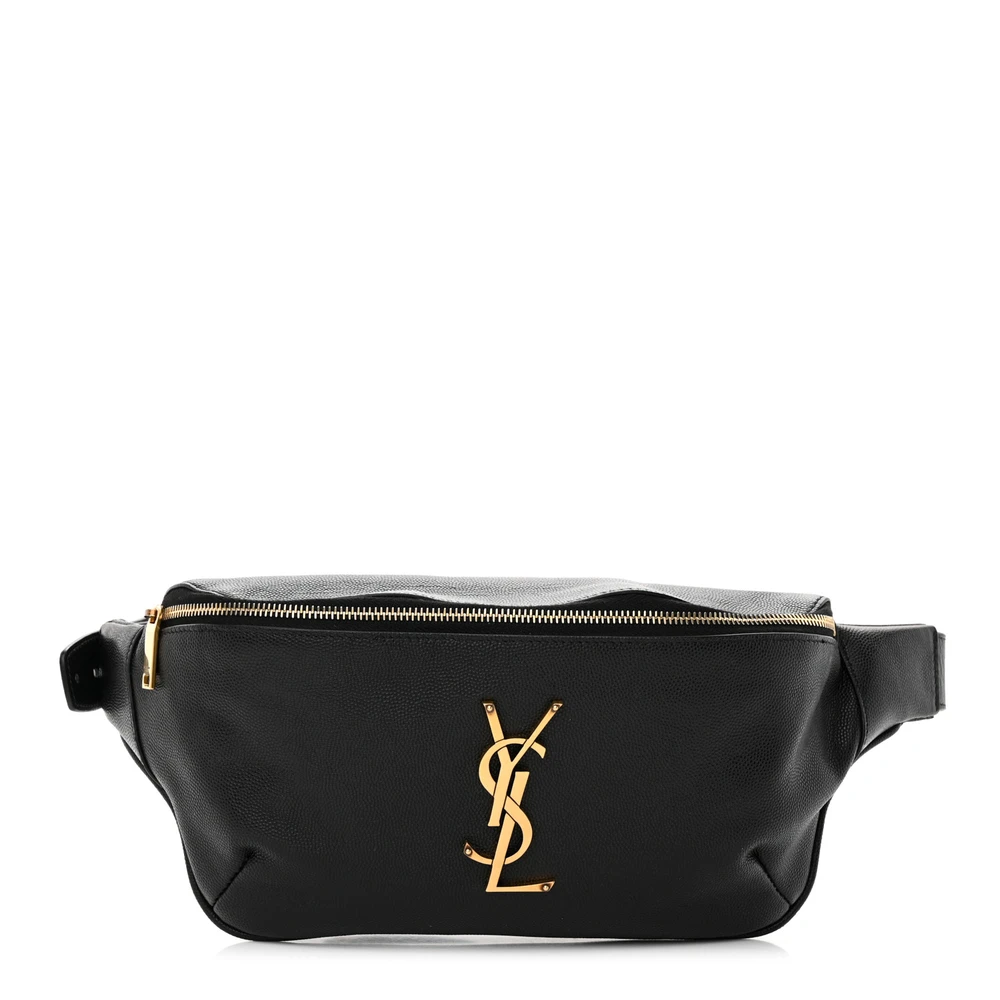 Saint Laurent Small Belt Bag Black Monogram Grain De Poudre Leather Gold Hardware