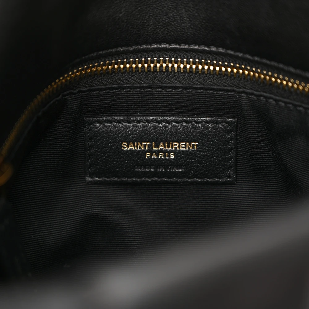 Saint Laurent Small Loulou Chain Satchel Black Quilted Puffer Monogram Lambskin Leather Gold Hardware