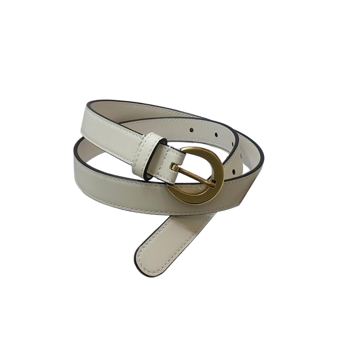 Saint Laurent Crecent Moon Belt In White/Black/Burgundy Smooth Calfskin With Silver/Gold Hardware 20mm