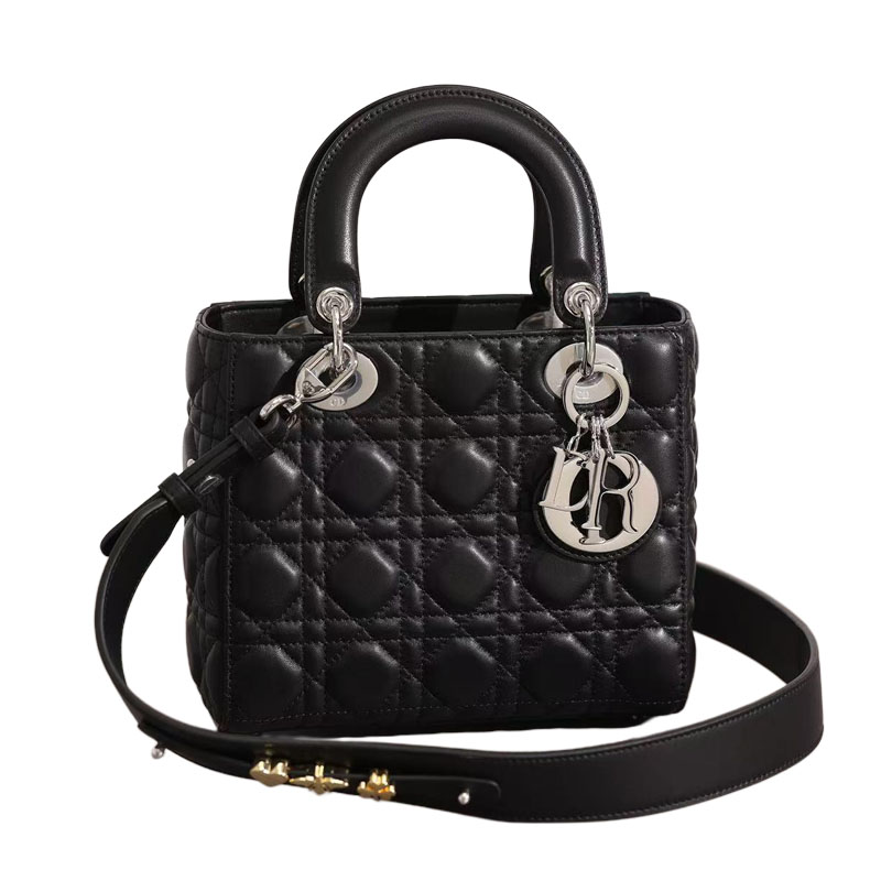 Dior Lady Dior Black Lambskin Leather 20cm