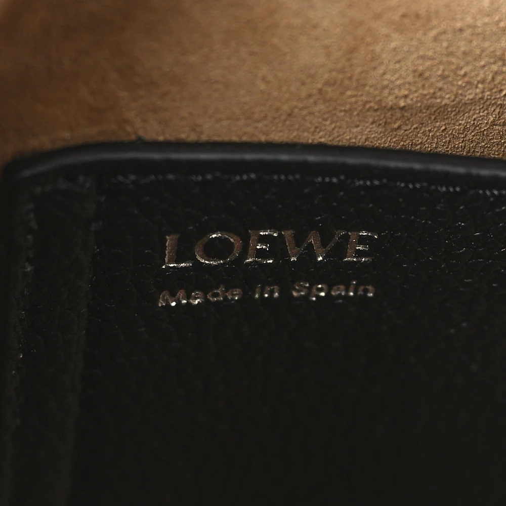 Loewe Pebble Bucket Bag Mini Black Soft Grained Calfskin Leather Palladium Hardware
