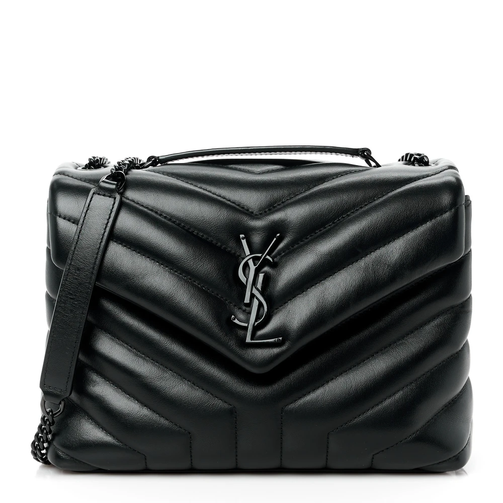 Saint Laurent Small Loulou Chain Satchel Black Y-Quilted Monochrome Monogram Calfskin Leather Incognito Hardware