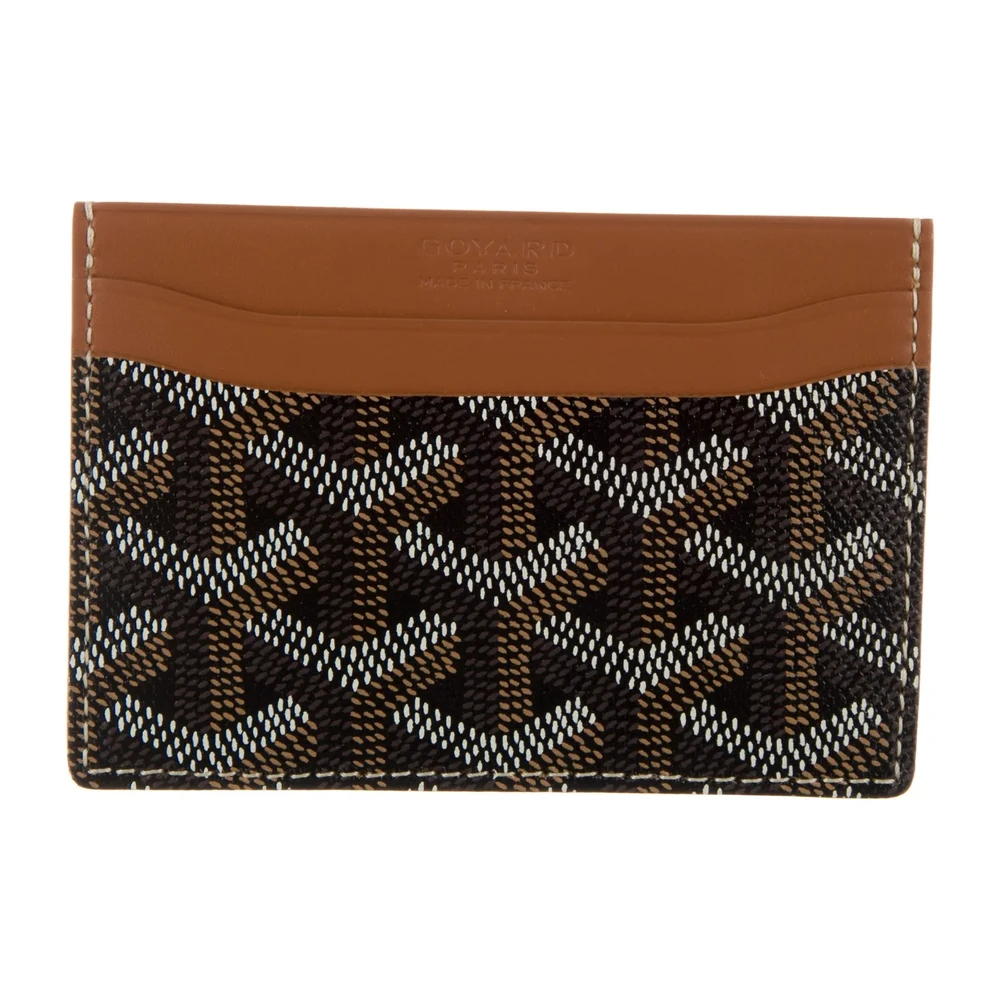 Goyard Small Printed Card Holder Black and Brown Goyardine Canvas