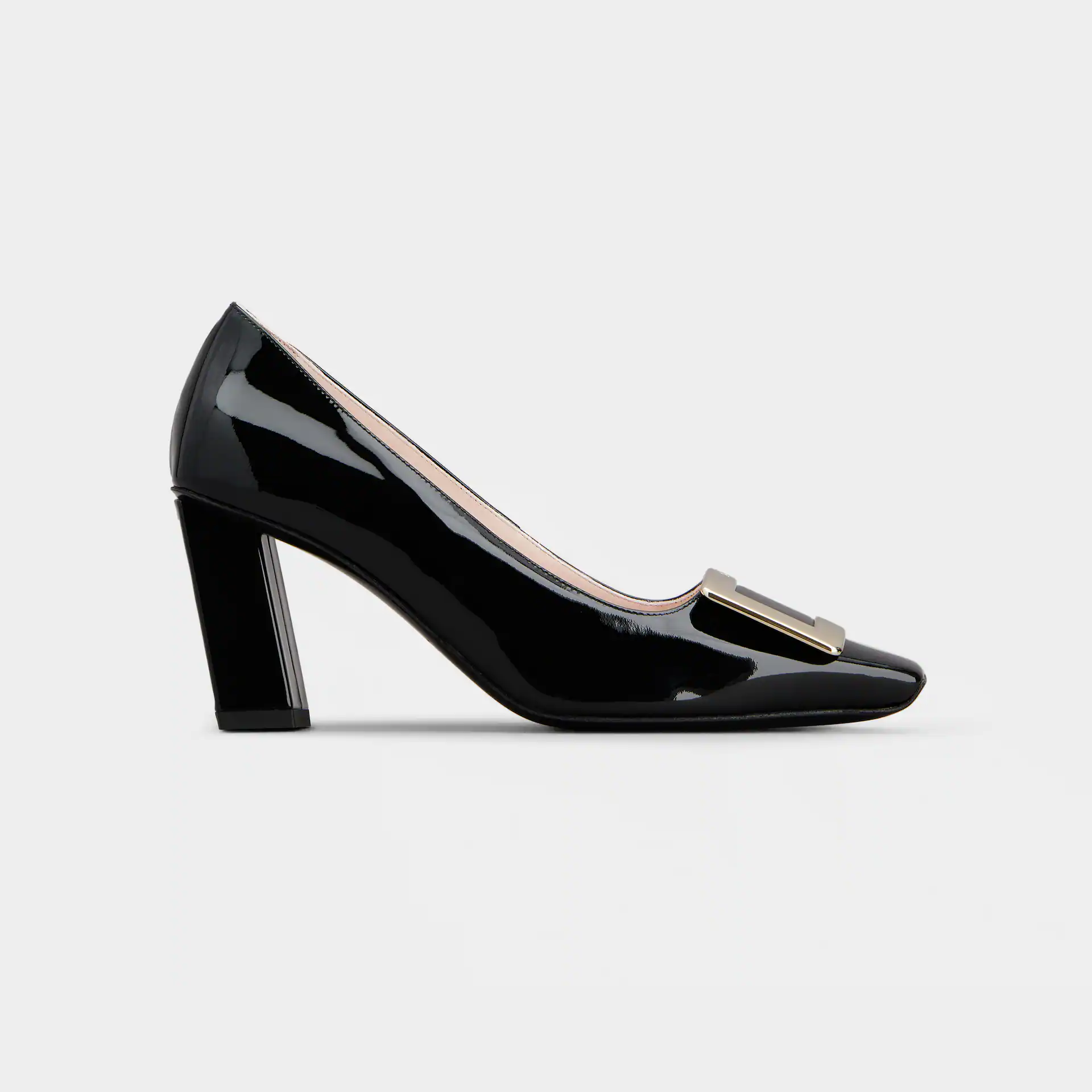 Roger Vivier Belle Vivier Pumps High Heels In Black Patent Leather With Metal Buckle (Heel Height 7cm)