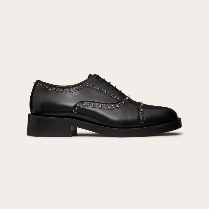 VALENTINO GENTLEGLAM Black calfskin Oxford lace-up shoes